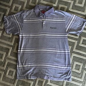 Supreme Polo sz M striped light purple old english logo. Used good condition.